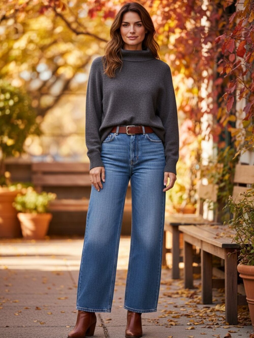 Poetry Pure Cashmere Heather Gray Boxy Long Sleeve Sweater, Medium